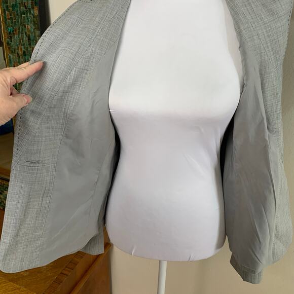 Classiques Entier Size 6 Wool Blend Stitched Blazer Jacket Gray Office Career - Picture 7 of 10
